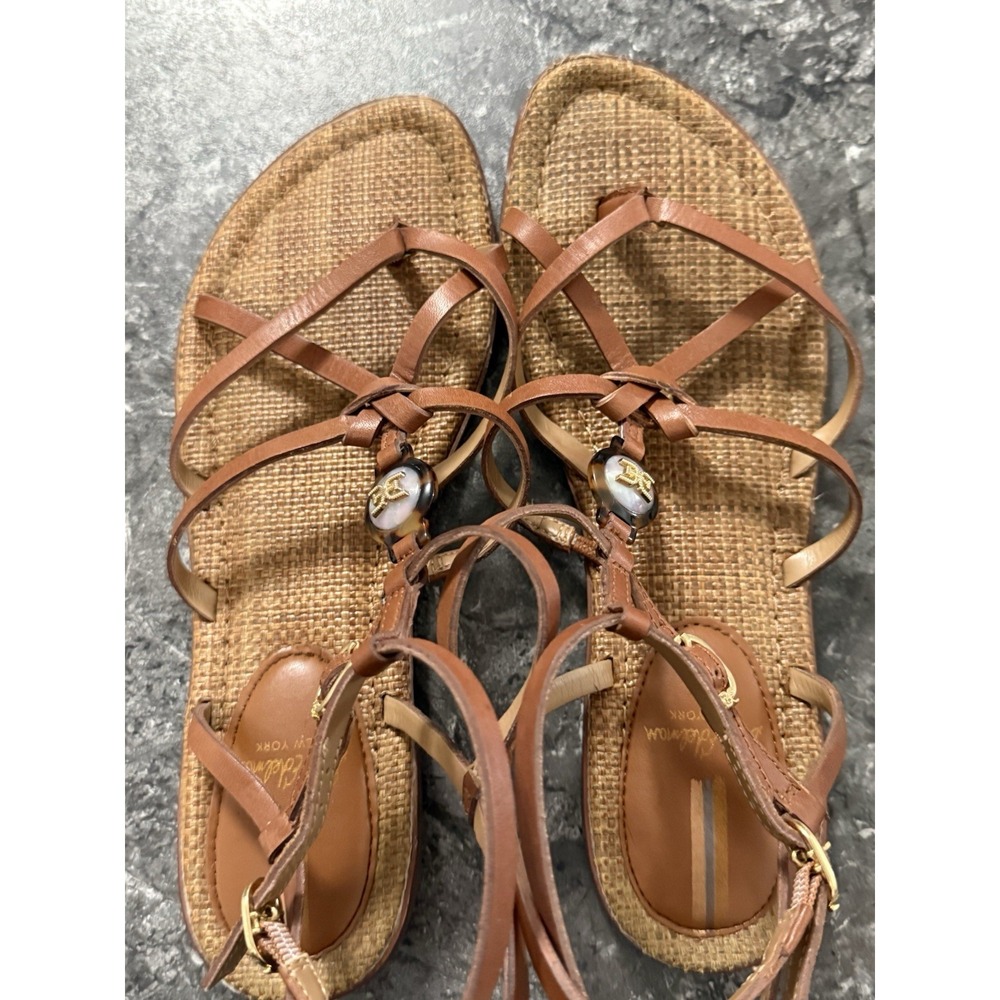 Sam Edelman Gwen Strappy Gladiator Leather Sandal Double Buckle Cognac Sz 8 - Picture 7 of 11